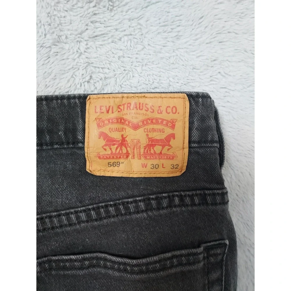 Levis 569 Jeans Men 30x32 Denim Straight Leg Loose Fit Baggy Skater Faded Black